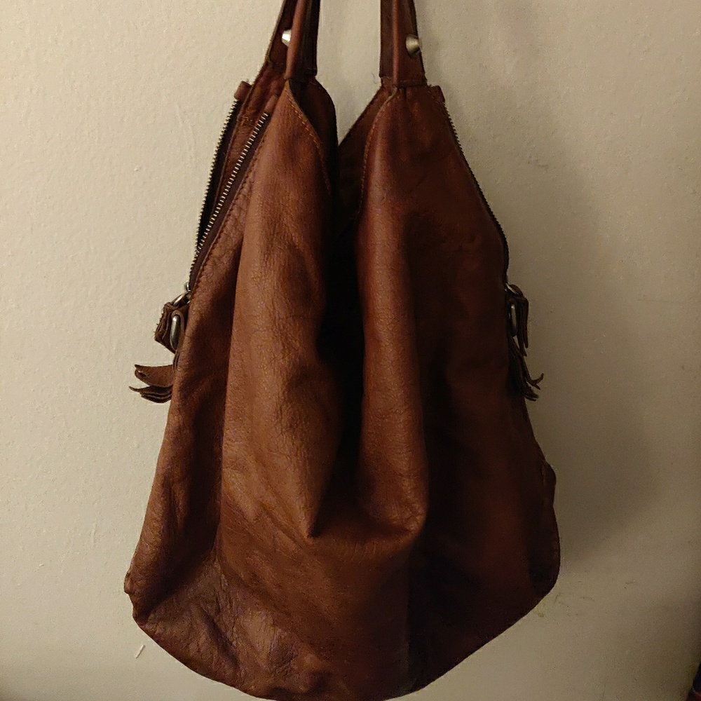 Hobo leather studded shoulder bag